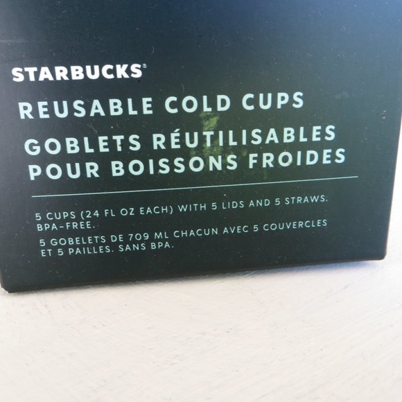 NWT 5 Starbucks reusable cold cups with lids & straws. Size 24oz. - Picture 2 of 10